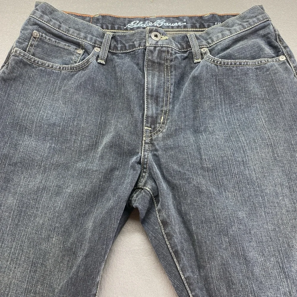 Eddie Bauer Straight Fit Jeans Mens 36x34 Dark Wash Blue Hipster Outdoor